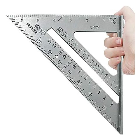 Square, Measure Triangle Aluminum Alloy Roofing Square 7" Rafter Angle Guide Angle Protractor Miter Framing Measurement Carpenter Measuring Tool Cover