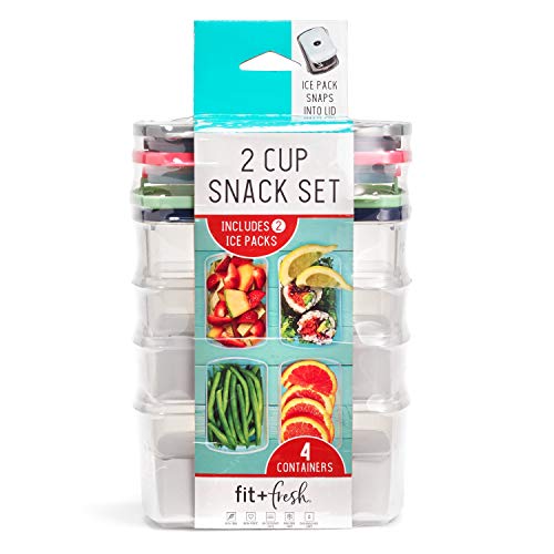Fit & Fresh Small Plastic Containers With Lids 16 oz,...