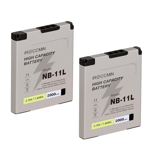 iROCCMIN 2Pcs 2000mAh NB-11L NB-11LH Replacement Battery for Canon PowerShot A2300 A2400 A4050 is ELPH 110 360 HS 120 190 is SX400 SX410 SX420 is IXUS 165 175 177 IXY 110F 220F 420F 90F Camera