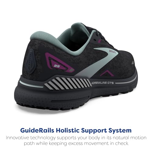 Brooks Women’s Adrenaline GTS 23 Supportive Running Shoe - Black/Light Blue/Purple - 6.5 Medium