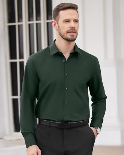 Image of Alimens & Gentle Men's Dress Shirts Long Sleeve Wrinkle Free Stretch Business Casual Wedding Button Down Shirt