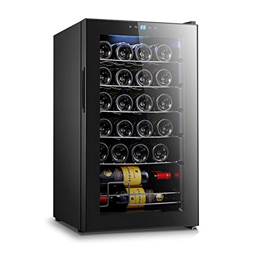 Slsy 24 Bottle Wine Cooler with Compressor Cooling System, Freestanding Wine Refrigerator Red