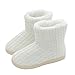 AONEGOLD Chausson Montant Femmes Hiver Tricoté Bottes Doux Laine Chaudes Peluche intérieur Antidérapant Pantoufles(Blanc,Taille 35-36)