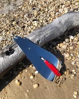 10" Bunker Spoon with Trailing Treble Hook Assembly and Adjustable Keel Weight for Striped Bass Tuna Saltwater Fishing Angling