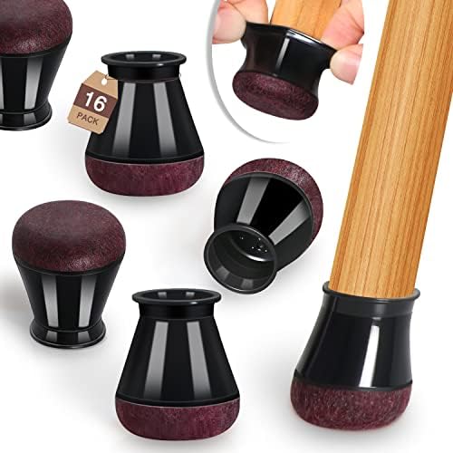 2023 New Chair Leg Floor Protector Chair Sliders Floor Protector Rubber Chair Leg Protectors for Hardwood Floors Felt Furniture Pads Silicone Caps 16Pack Black Extra Small (Fit:0.5"-0.8")