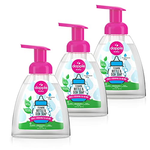 Image of Dapple Baby Foaming Bottle & Dish Soap, Fragrance Free, Plant Powered, Hypoallergenic, 13 fl oz, 3 Count