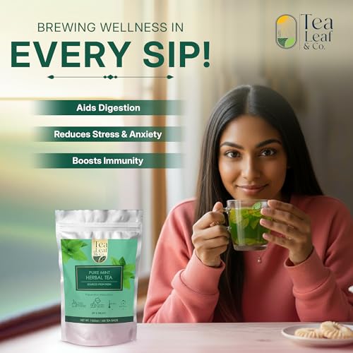 Image of Pure Mint Herbal Tea (200 gm /7 oz), Natural Herbal Infusion, 100 Tea Bags