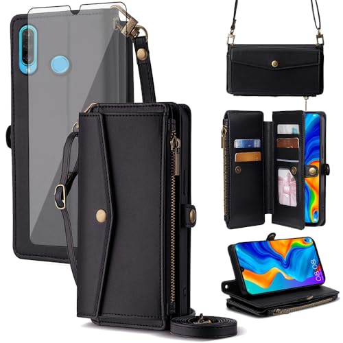 Étui Huawei P30 Lite chic en cuir avec chaîne pour femme active