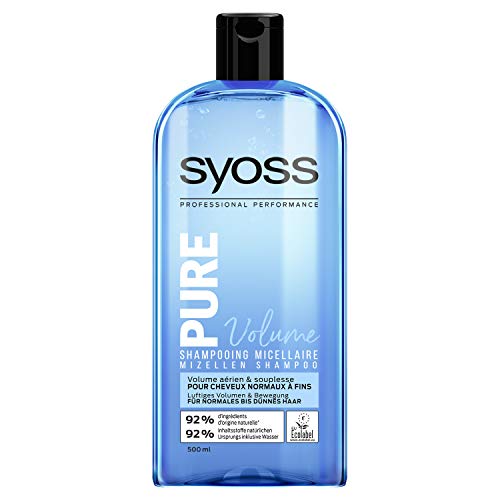 SYOSS - Champú puro, volumen normal a fino, 500 ml, lote de 3