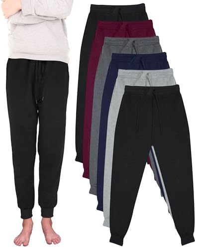 Taiyin 6 Pcs Boys Jogger Sweatpants Youth Fleece Casual Athletic Pants Kids Basic Sweatpants with Drawstring Pockets