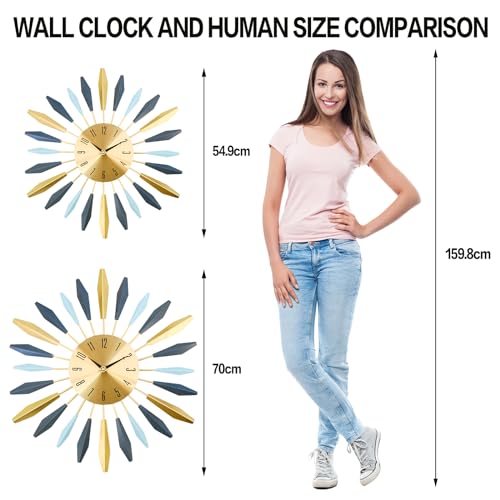 Large Wall Clocks for Living Room，55CM Silent Non-Ticking Modern Wall Clock Battery Operated,Vintage Big Clocks for the Wall Decorations for Kitchen,Bedroom, Office,Farmhouse Decor