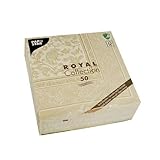PAPSTAR 50 Servietten ROYAL Collection 1/4-Falz 40 cm x 40 cm Champagner Ornaments 11681