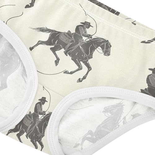 Cowboy Western Horseback Beige Toddler Underwear Custom 2t Cotton Panties Little Girl Aesthetic Kids Undies Briefs4
