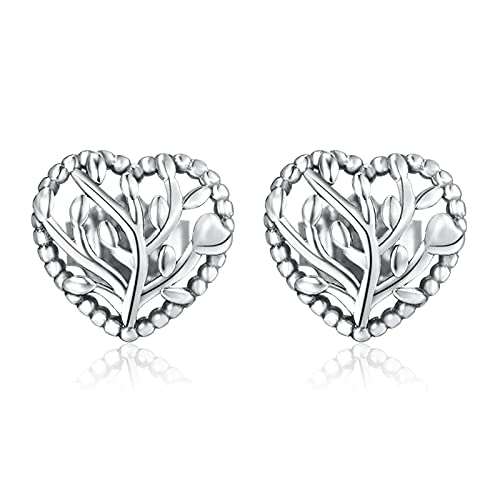 Boucles d'oreilles argent 925 cœur et feuille cadeau femme