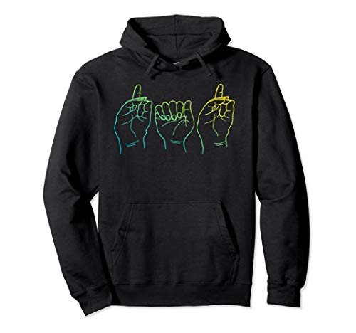ASL American Sign Language Deaf Dad Hand Gesture Fathers Day Pullover Hoodie