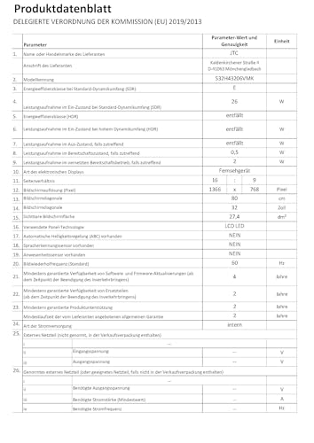 JTC 32” HD SMART TV Slim Type VIDAA Betriebssystem und Triple Tuner – Bild 5