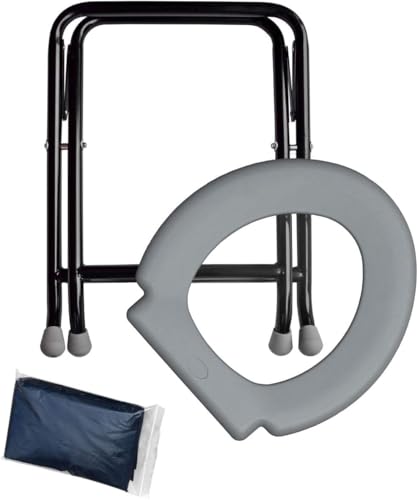 YACHTICON Mobile Klapptoilette Grau – Faltbare Campingtoilette & Trockentoilette mit 6 Beuteln – kompakte Notfalltoilette für Camping, Boot, Auto & Outdoor