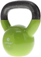 Vista 6 de Body Sport Pesa rusa recubierta de vinilo de hierro fundido, 15 libras, verde claro, pesas rusas para levantamiento de pesas, pesas rusas