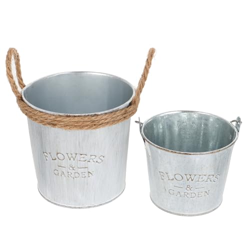 Veemoon 2 Stück Blumenkübel Gartendeko Vintage aus Eisen Retro...