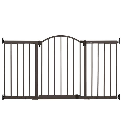 Ingenuity Decorative Extra Wide Baby Gate & Dog Gate, 44'-72' Wide, 36' Tall, Hardware or Pressure Mounted, Install in Hallways, Bottom of Stairs, or Large Openings - Bronze