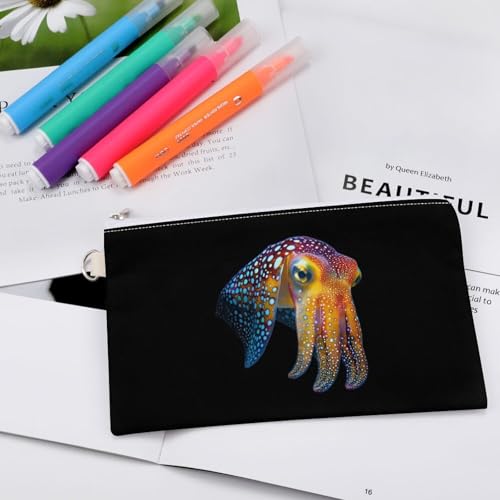 Cuttlefish Glowing Squid Fashion Coin Purse Change Makeup Bag Canvas Pencil Pouch Travel4