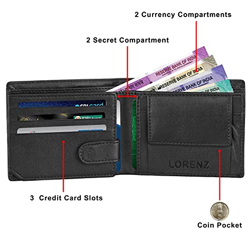 Image of LORENZ Gift Set Combo of Black Dial Watch & Black Wallet for Men | CM-3066WL-33