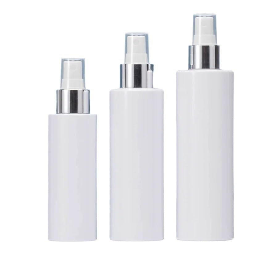 Białe plastikowe butelki z rozpylaczem 100-200 ml, zestaw butelek do makijażu, do wielokrotnego napełniania, pusty pojemnik PET na płyny mgiełkę (jasnoszary, 100 ml)