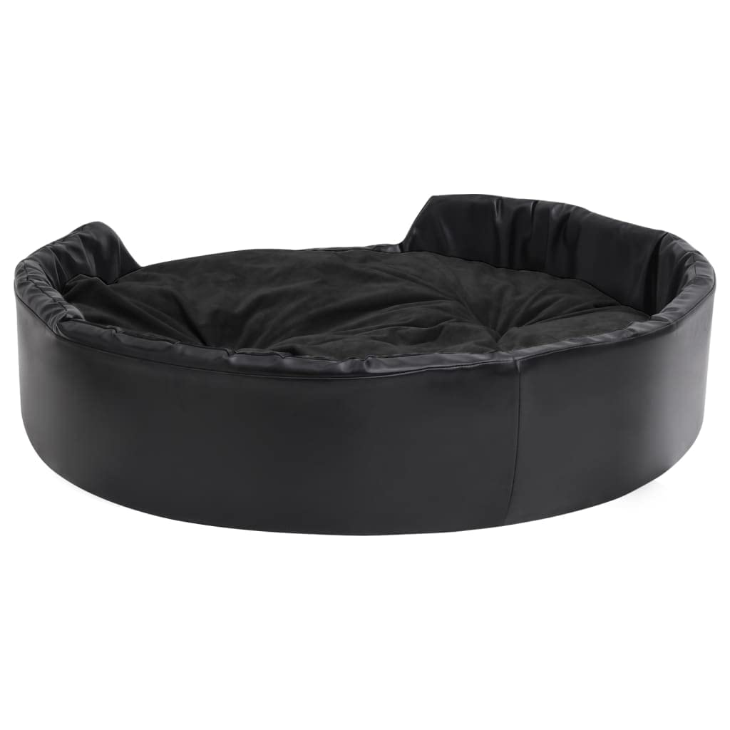 Générique Gepolstertes Hundesofa aus schwarzem Kunstleder und weichem Plüsch, Bett 99 x 89 x 21 cm, mit rutschfestem Kissen und waschbarem Bezug mit Reißverschluss, ideal für Katzen und kleine Tiere
