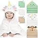 CandyHome 9 PCS Baby Bath Towels for Infants Toddlers, 3 PCS Animal Hooded Baby Towels & 6 PCS Washcloths Set, Ultra Absorbent Soft Cute Newborn Bath Essentials Gifts for Boys & Girls