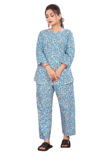 Image of Women's Pure Cotton Top and Pyjama Set