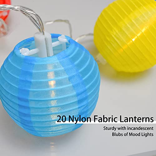 Gresonic Lantern String Lights 20 Leds,Waterproof Indoor Outdoor Nylon Hanging Lights Plug In For Wedding Decorations Patio Porch Window Decor(Multicolor) #TOP2