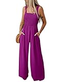 Dokotoo Womens Casual Loose Overalls One Piece Sleeveless Jumpsuits for Women Stretchy Wide Leg Long Pant Rompers Jumpsuit with Pockets 2026 Fashion Small Purple