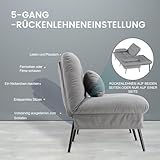 COMHOMA Schlafsofa mit Schlaffunktion – Futonbezug ausklappbar – Ecksofa – Gästesofa 3-Sitzer – mit Verstellbarer Rückenlehne aus grauem Stoff