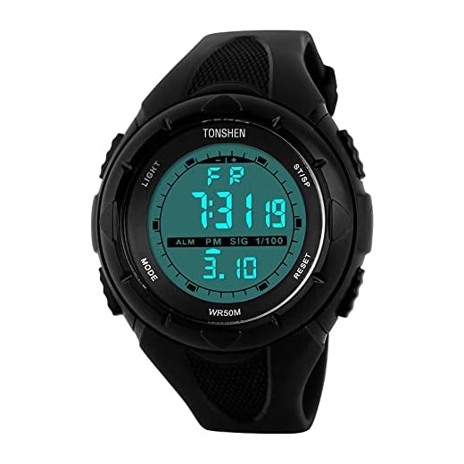 TONSHEN Multifonction Montres Bracelet 5ATM Etanche l'eau Électronique Outdoor Tactique Militaire Sport LED Digital Montre pour Femmes Garçon Enfants Plastique Bordure et Caoutchouc Bande (Noir)