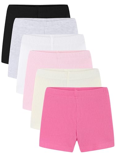 Bumeex Girls Bike Shorts Cartwheel Biker Toddler Kids 6 Pack Spring Summer Clothes Safety Shorts Under Dress Dance 4t Black/Grey/White/Ivory/Lt Pink/Dark Pink