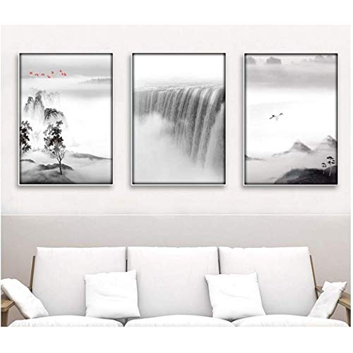 Affiche paysage noir et blanc style chinois pour créer un coin zen