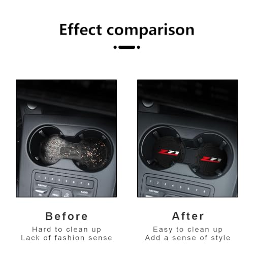 Image of Black Silicone Car Coasters for Chevy Z71 Series Series Non-Slip Car Cup Holder Coasters,Car Interior Accessory for Car Cup Holder 2.75IN 2Pack