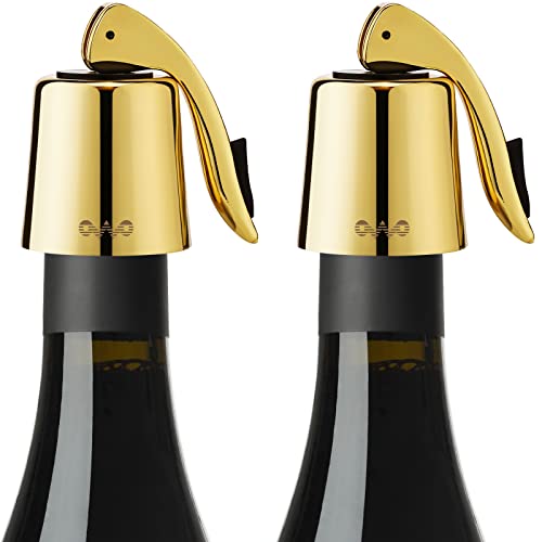 OWO Wine Bottle Stopper Wine Saver with Silicone Stainless Steel Decorative Wine Preserver Wine Toppers Stopper Reusable Wine Corks Keeps Wine Fresh