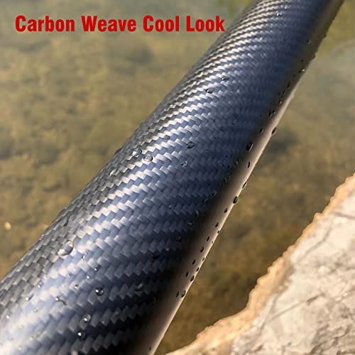 Carbon Fiber Fly Rod Tube Travel Case Fit Size 4 Pcs 9 Ft Fishing Rod, Light And Tough Protect Rod From Scratching, Weave Pattern Matte Surface Look, 2 Aluminium Caps Protection #TOP1