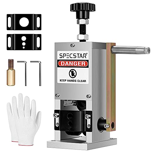 SPECSTAR Wire Stripper, Copper Stripper Machine, Scrap Cable Peeler 0.06 to 0.98 Inches, Aluminum Alloy Construction with Hand Crank, Wire Stripper Tool for Copper Wire Recycling