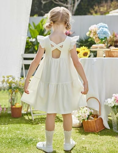 Arshiner Toddler Dress Girls Backless Tiered Summer Dresses Cute Swing Beach Sundress with Pockets for 2-8Y2