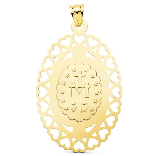 Virgen Milagrosa Medalla Oro 18k Unisex 50mm Ovalada