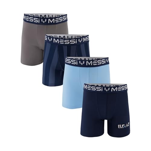Boys' 4-Pack of Boxer Briefs, Kids Underwear with Stretch Material & Elastic Waist, Blue Stripe, Small