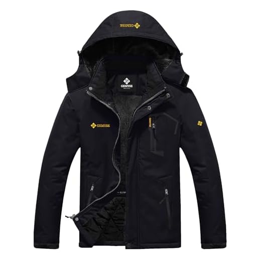 GEMYSE Men's Mountain Waterproof Ski Snow Jacket Winter Windproof Rain Jacket (Black,Medium)