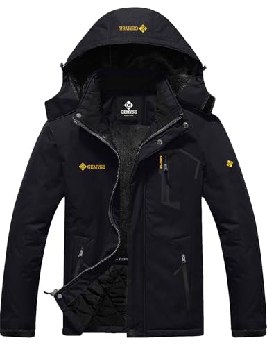 GEMYSE Herren Skijacke Winddichte Wasserdichte Fleece Winterjacke mit...