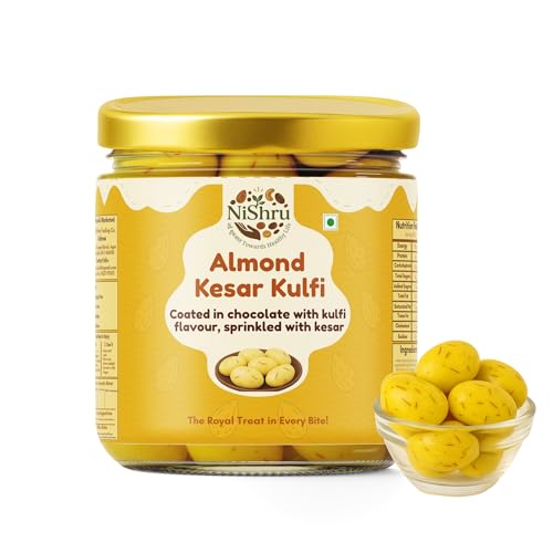 Image of NISHRU Almond Chocolate Kesar Kulfi 100g | Chocolate Coated Badam with Kesar Flavour | Premium Dry Fruit Chocolate Gift Pack