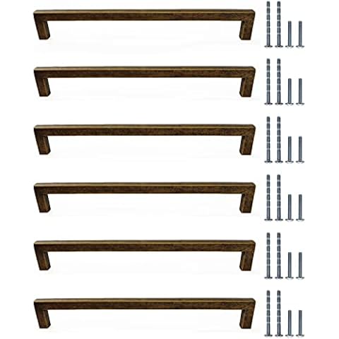 Set of 6 Deep Antique Brass Handles Cover