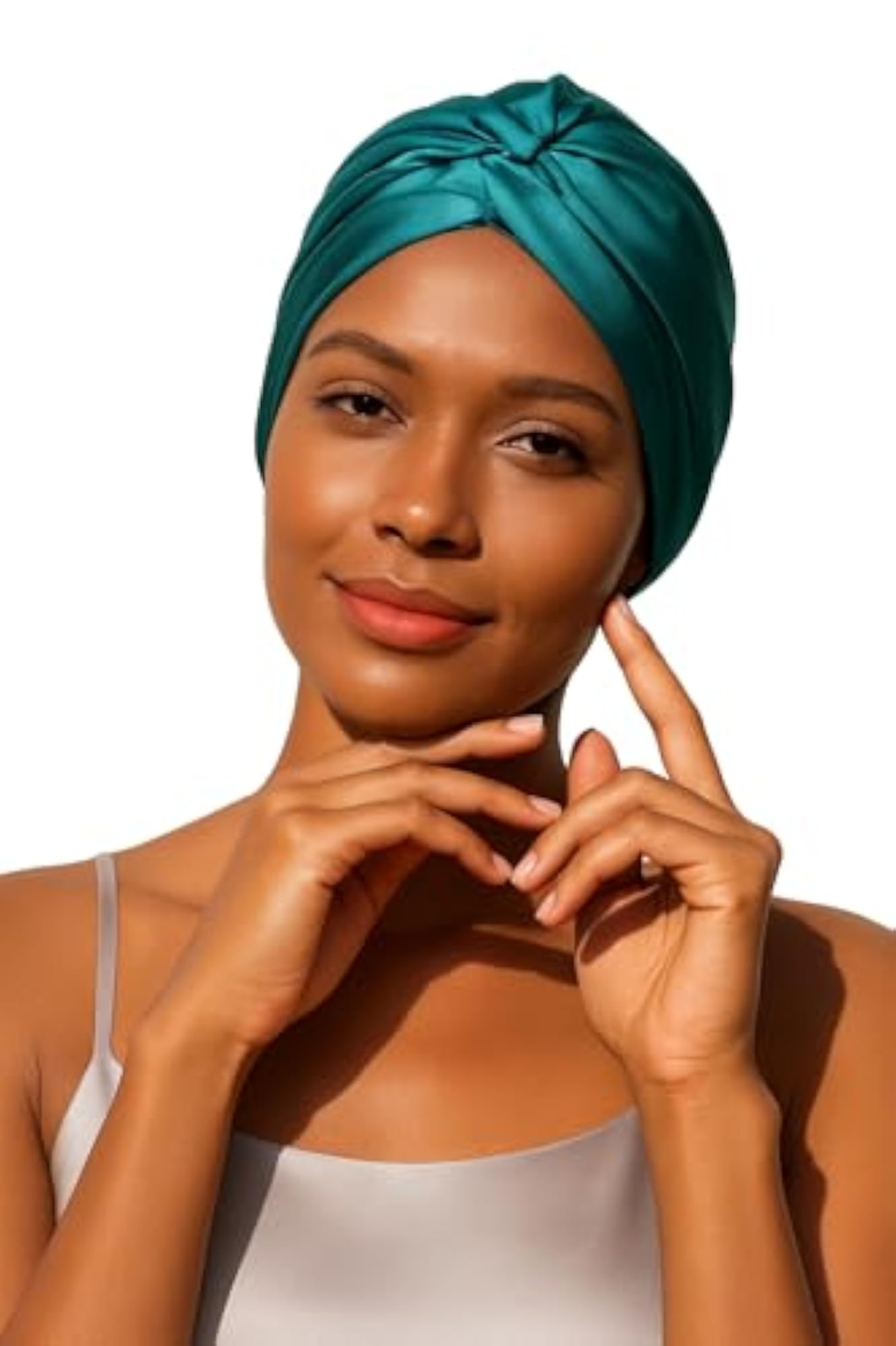 100% Mulberry Silk Hat for Curling Hair, Adjustable Sleep Cap