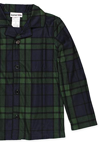 Komar Kids Big Boys Holiday Green Plaid Coat Style Pajamas Set (8, Boys Green) #TOP6