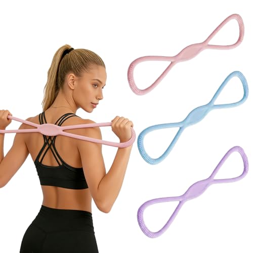 Resistance Bands with Handles，Figure 8 Exercise Bands for Women&Men,15LB，25LB,35LB Silicone Pull Rope for Working Out,Arm,Yoga Gym Fitness,Shoulder Training Elastic Rope
